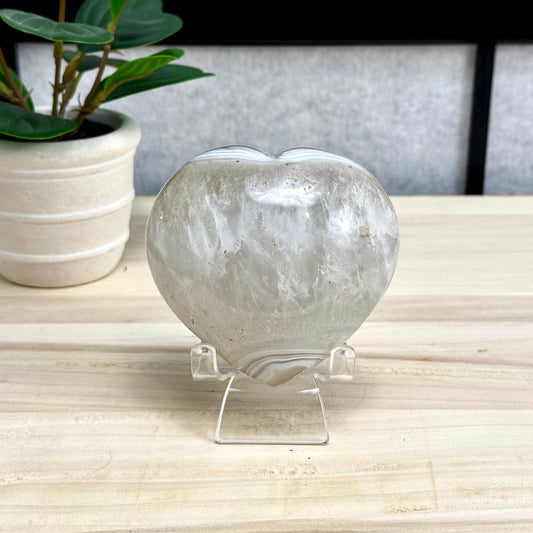 Agate and Quartz Heart Carving, 1 lb. 5.7 oz.