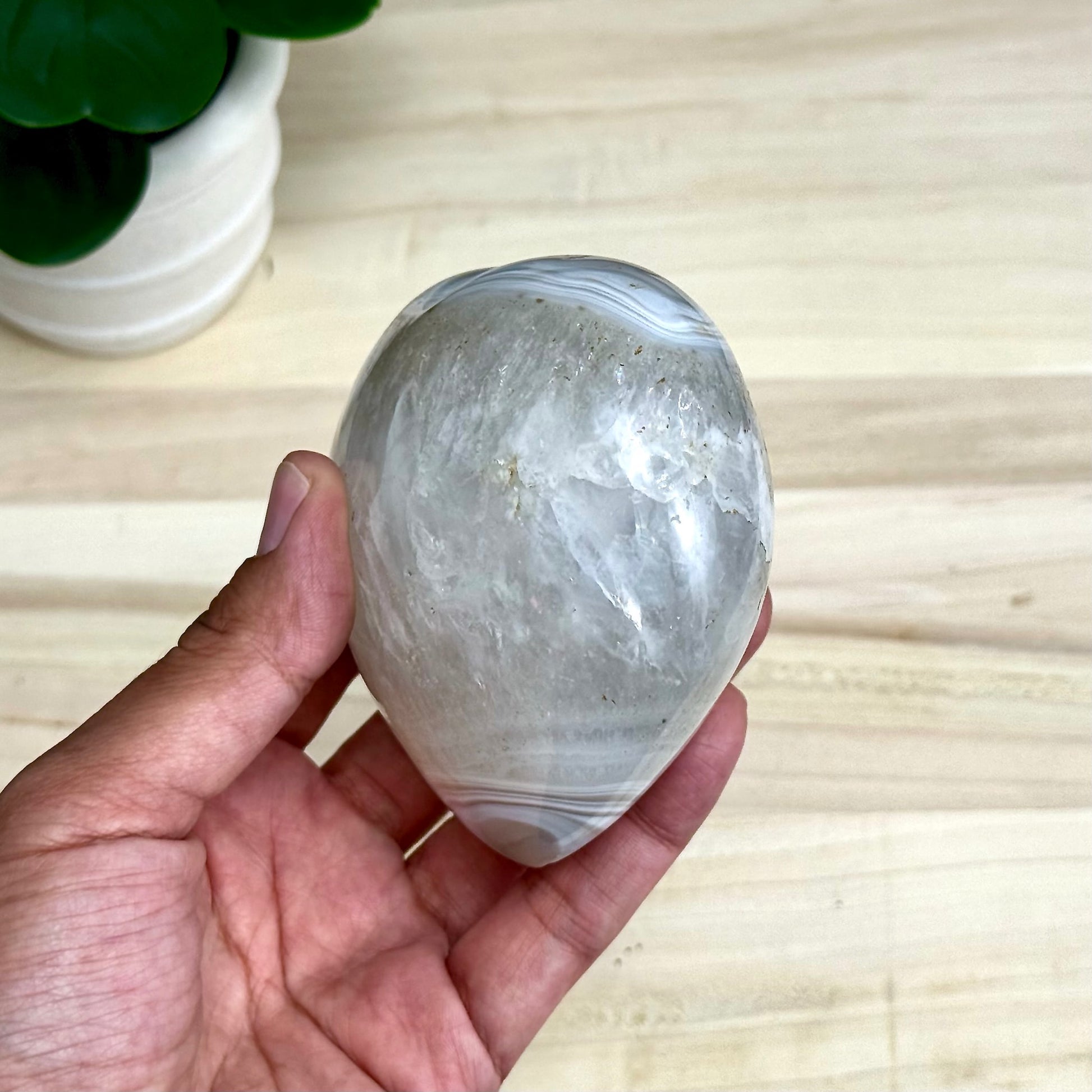 Agate and Quartz Heart Carving, 1 lb. 5.7 oz.