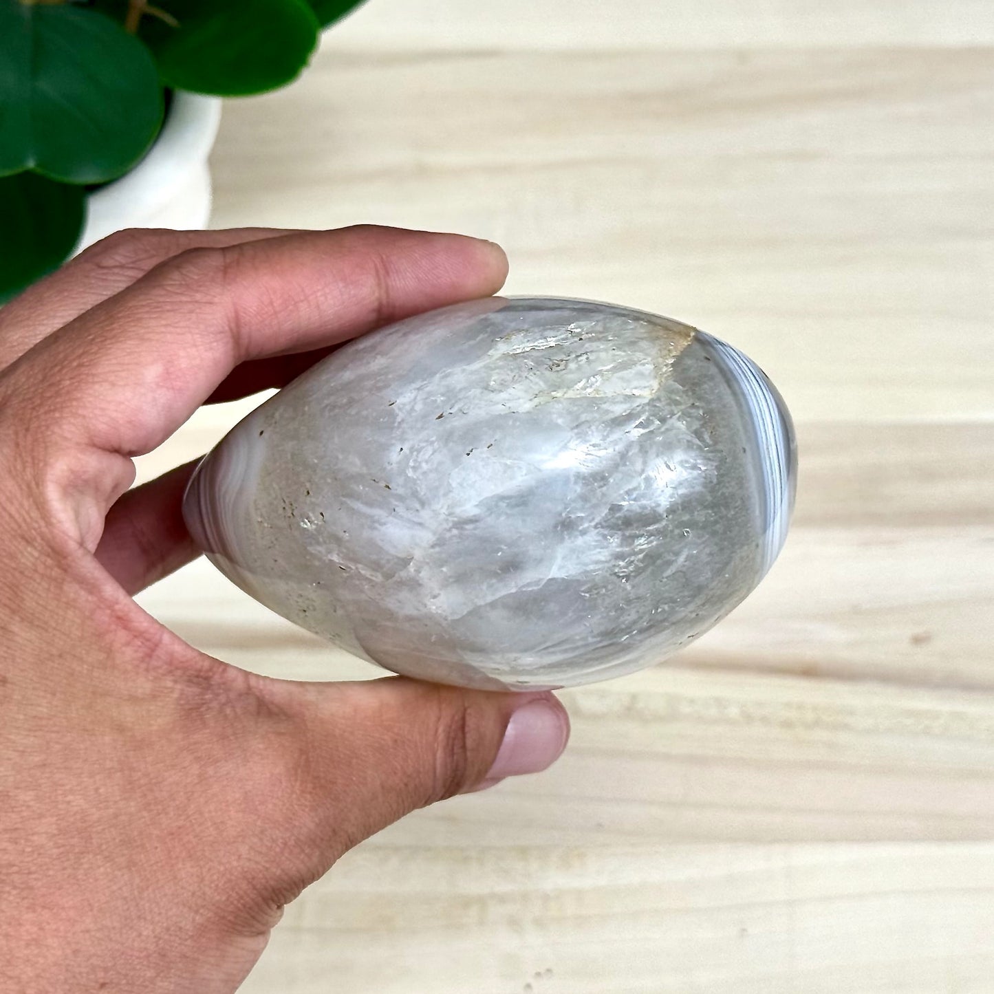 Agate and Quartz Heart Carving, 1 lb. 5.7 oz.