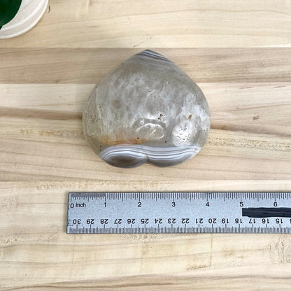 Agate and Quartz Heart Carving, 1 lb. 5.7 oz.