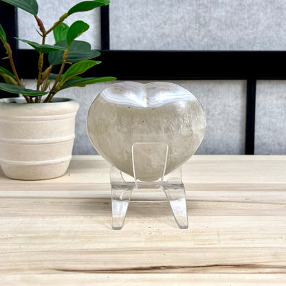 Agate and Quartz Heart Carving, 1 lb. 5.7 oz.