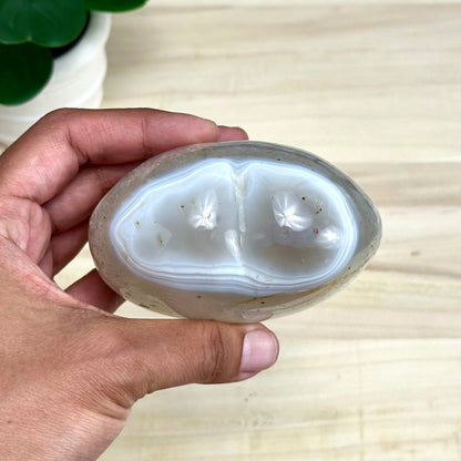 Agate and Quartz Heart Carving, 1 lb. 5.7 oz.