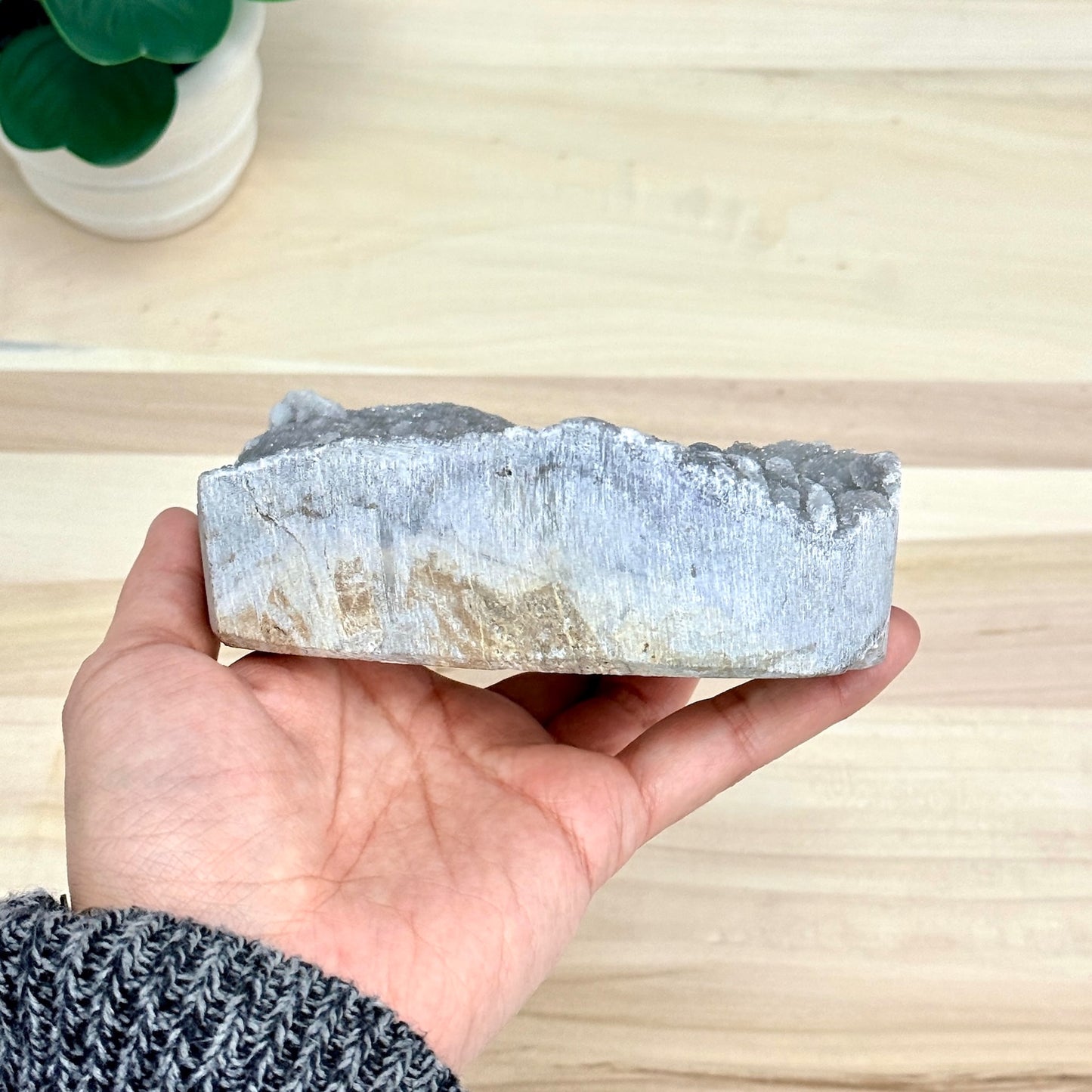 Large Chalcedony with Drusy Quartz Heart Carving - Itsy's Crystal Cove LLC