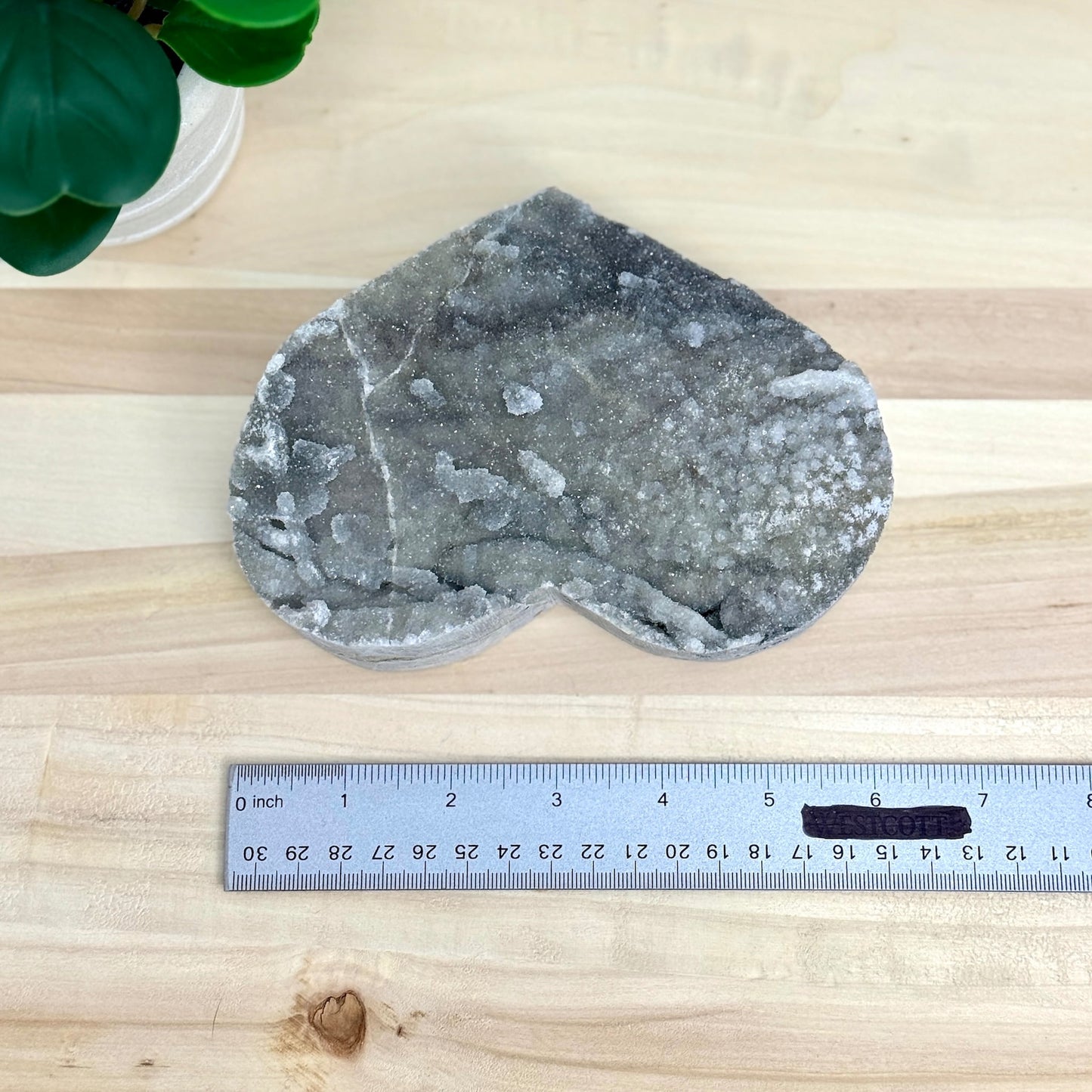 Large Chalcedony with Drusy Quartz Heart Carving - Itsy's Crystal Cove LLC