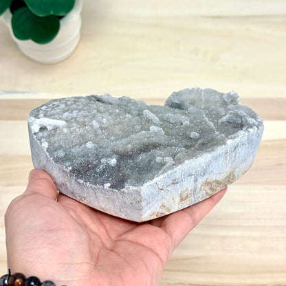 Large Chalcedony with Drusy Quartz Heart Carving - Itsy's Crystal Cove LLC