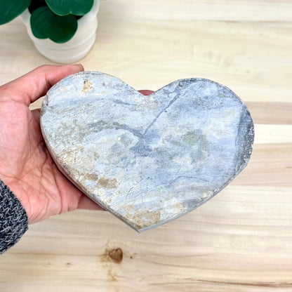 Large Chalcedony with Drusy Quartz Heart Carving - Itsy's Crystal Cove LLC