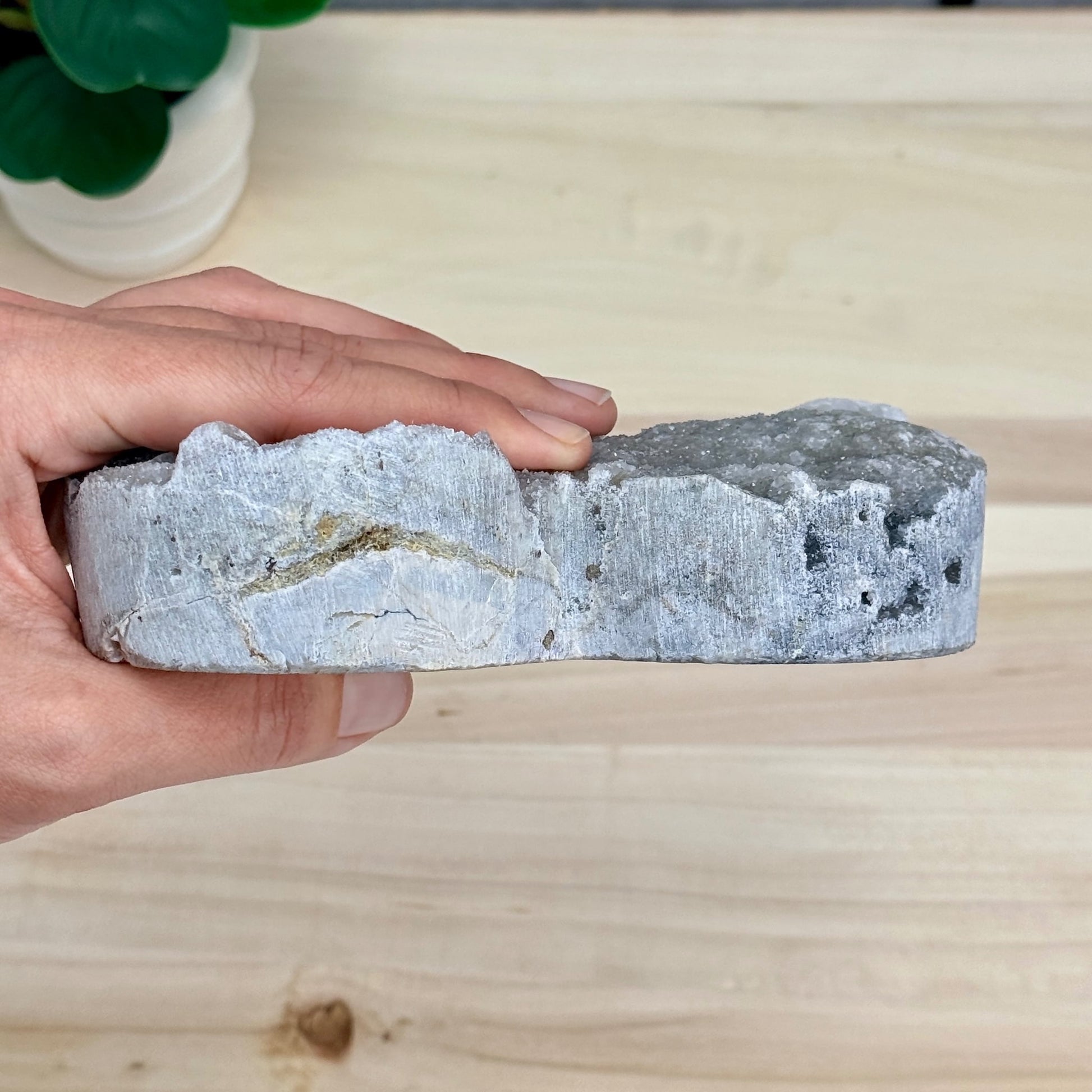 Large Chalcedony with Drusy Quartz Heart Carving - Itsy's Crystal Cove LLC