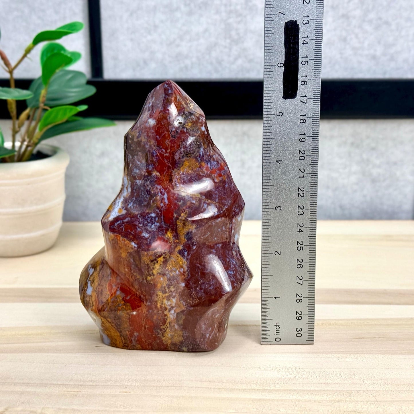 Sea Jasper Flame Carving, 2 lbs. 4.9 oz. - Itsy's Crystal Cove LLC
