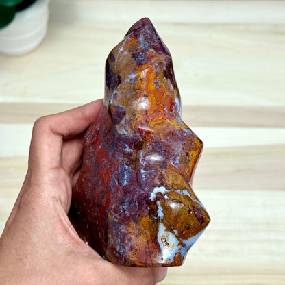 Sea Jasper Flame Carving, 2 lbs. 4.9 oz. - Itsy's Crystal Cove LLC