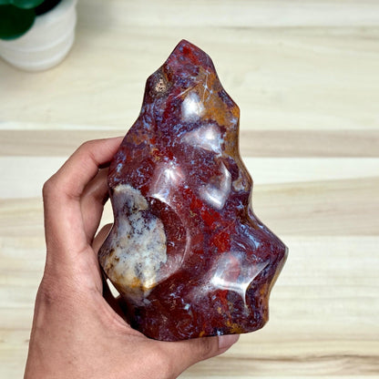Sea Jasper Flame Carving, 2 lbs. 4.9 oz. - Itsy's Crystal Cove LLC