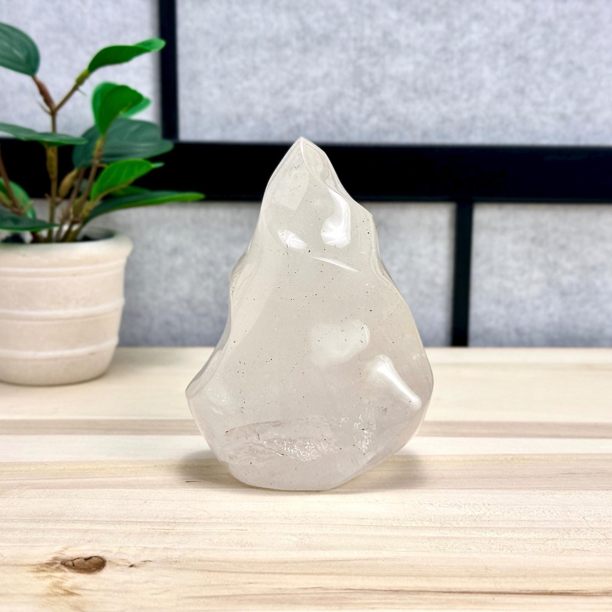 Large Clear Quartz Crystal Flame Carving, 2 lb. 5.7 oz. - Itsy's Crystal Cove LLC