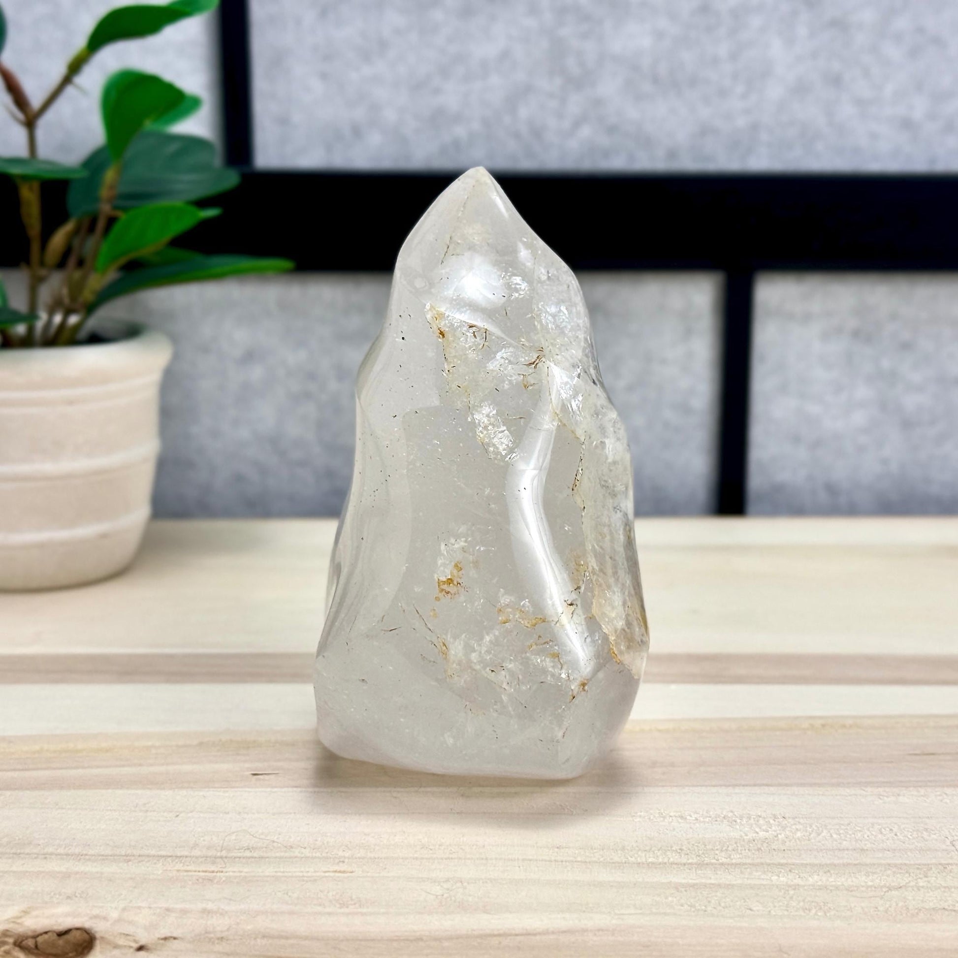 Large Clear Quartz Crystal Flame Carving, 2 lb. 5.7 oz. - Itsy's Crystal Cove LLC