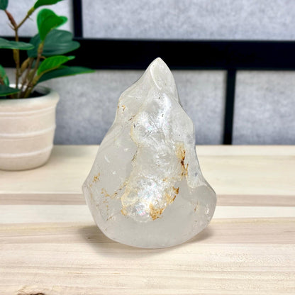 Large Clear Quartz Crystal Flame Carving, 2 lb. 5.7 oz. - Itsy's Crystal Cove LLC