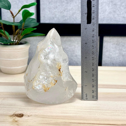 Large Clear Quartz Crystal Flame Carving, 2 lb. 5.7 oz. - Itsy's Crystal Cove LLC