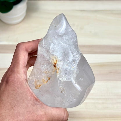 Large Clear Quartz Crystal Flame Carving, 2 lb. 5.7 oz. - Itsy's Crystal Cove LLC