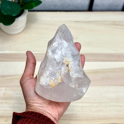 Large Clear Quartz Crystal Flame Carving, 2 lb. 5.7 oz. - Itsy's Crystal Cove LLC