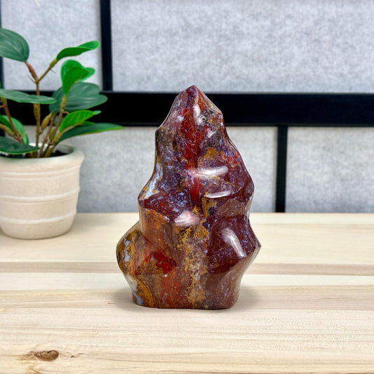 Sea Jasper Flame Carving, 2 lbs. 4.9 oz. - Itsy's Crystal Cove LLC