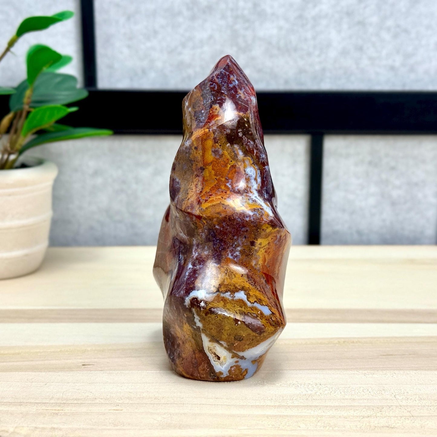 Sea Jasper Flame Carving, 2 lbs. 4.9 oz. - Itsy's Crystal Cove LLC