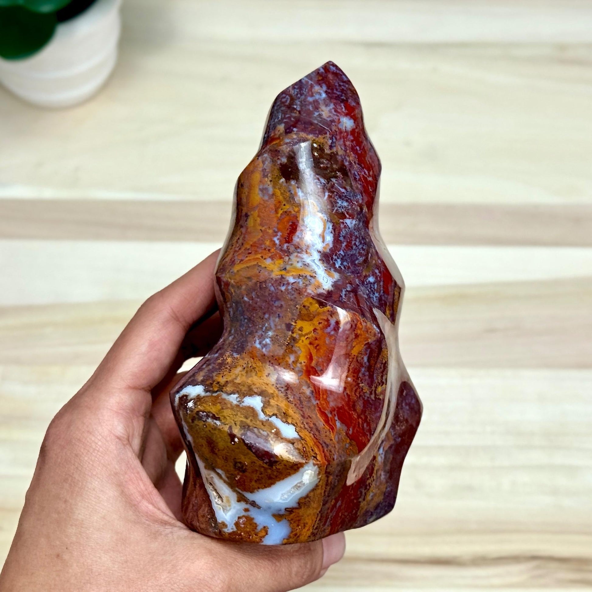 Sea Jasper Flame Carving, 2 lbs. 4.9 oz. - Itsy's Crystal Cove LLC