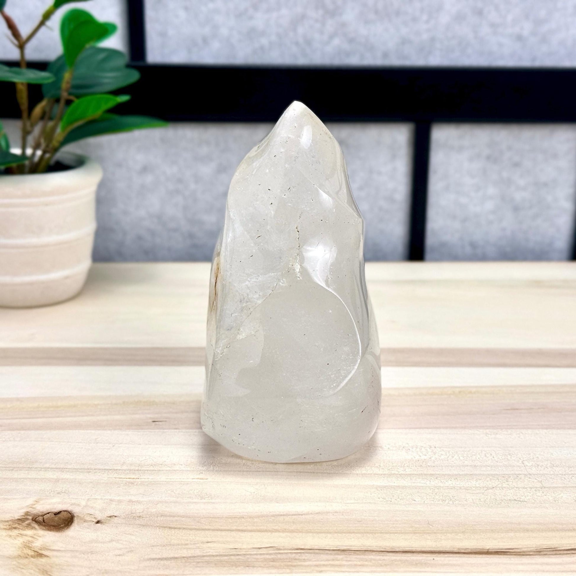 Large Clear Quartz Crystal Flame Carving, 2 lb. 5.7 oz. - Itsy's Crystal Cove LLC