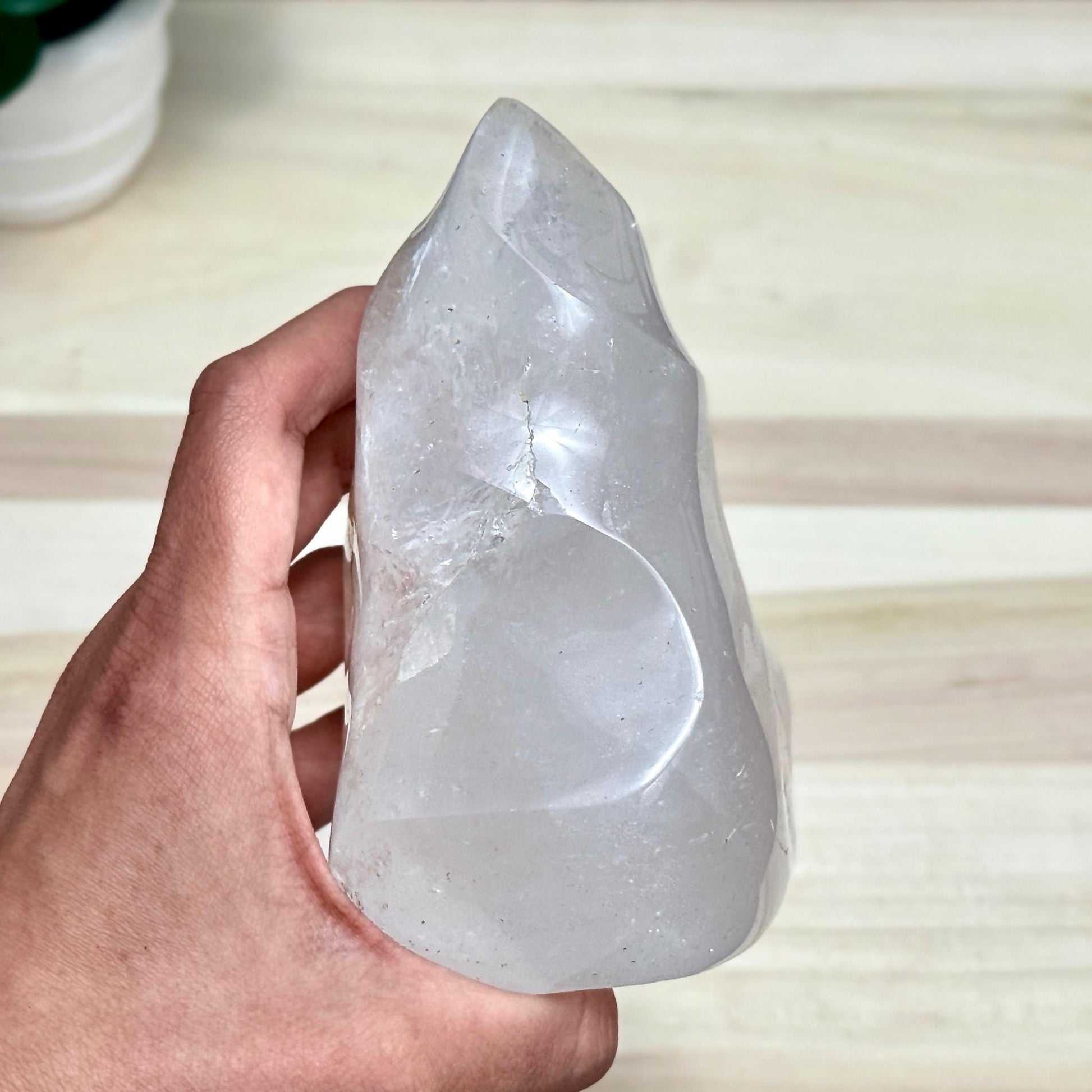 Large Clear Quartz Crystal Flame Carving, 2 lb. 5.7 oz. - Itsy's Crystal Cove LLC