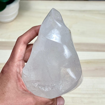 Large Clear Quartz Crystal Flame Carving, 2 lb. 5.7 oz. - Itsy's Crystal Cove LLC
