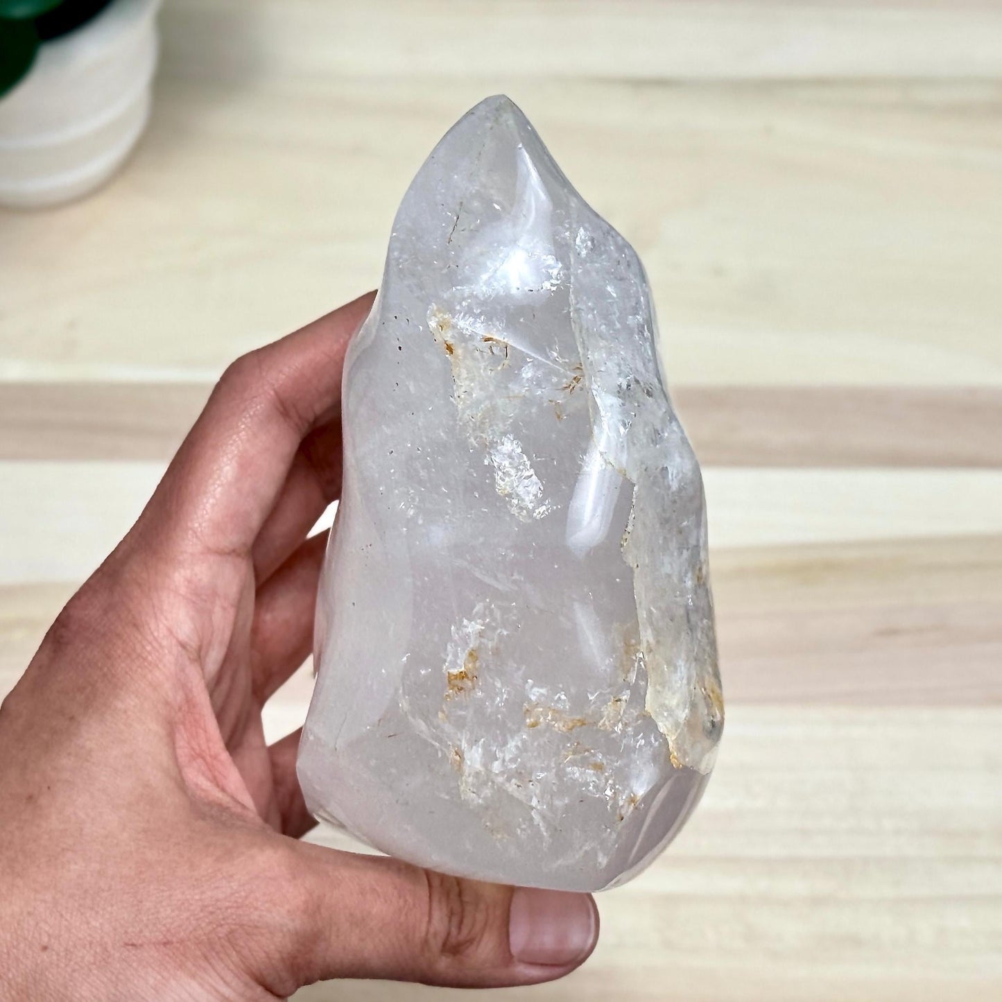 Large Clear Quartz Crystal Flame Carving, 2 lb. 5.7 oz. - Itsy's Crystal Cove LLC