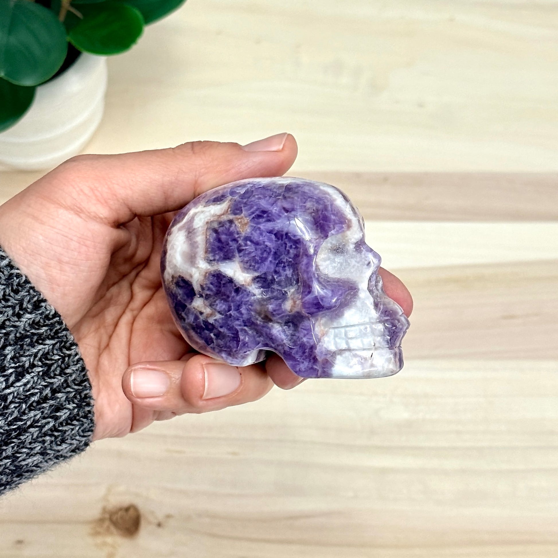 Chevron Amethyst Skull Carving A, 2.95 in. - Itsy's Crystal Cove LLC