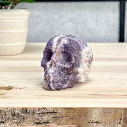 Chevron Amethyst Skull Carving A, 2.95 in. - Itsy's Crystal Cove LLC