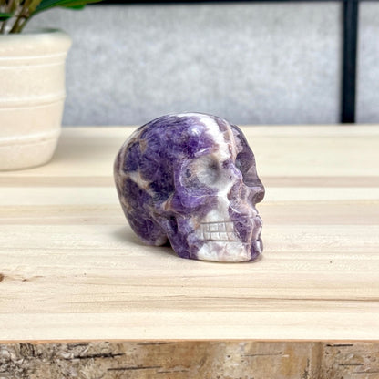 Chevron Amethyst Skull Carving A, 2.95 in. - Itsy's Crystal Cove LLC