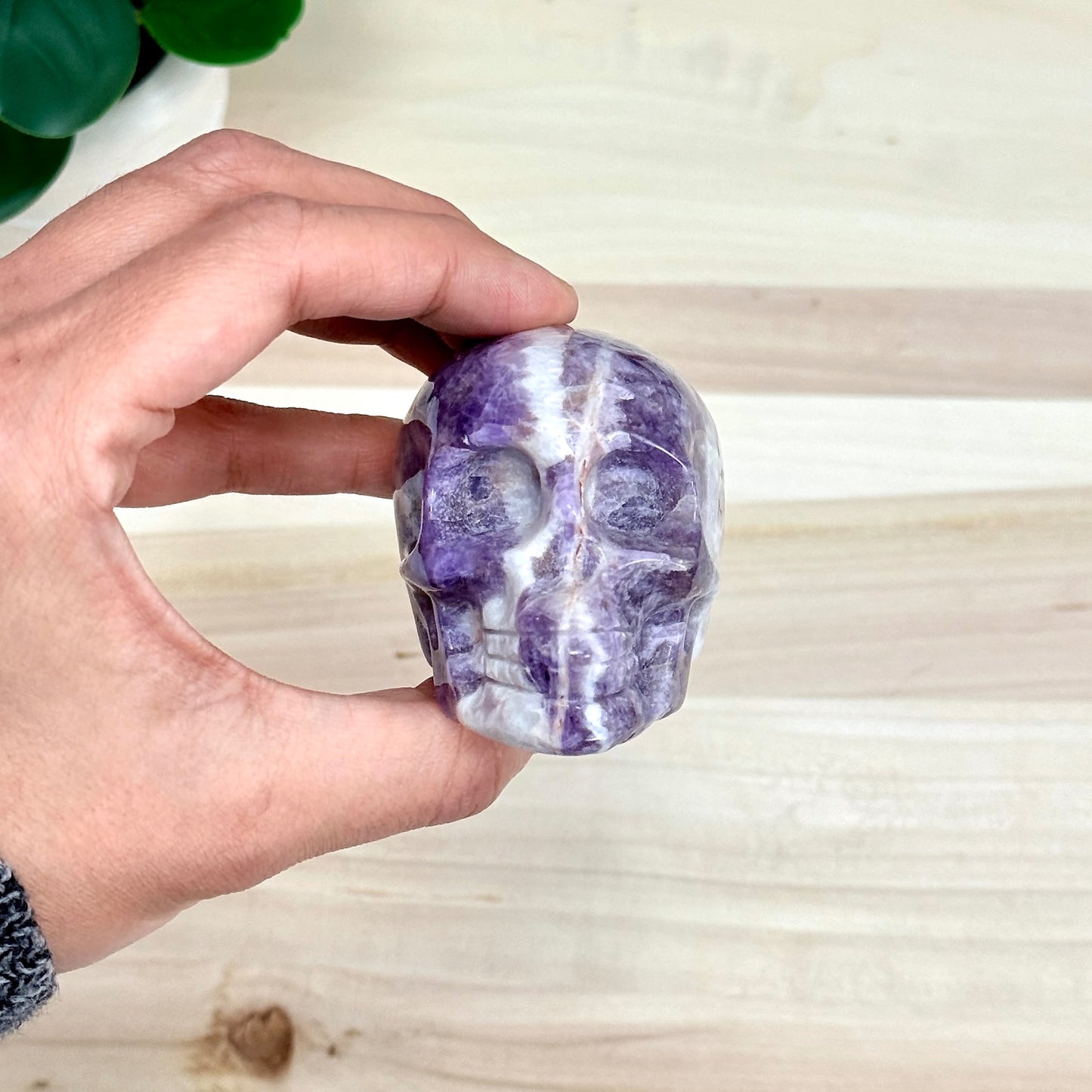 Chevron Amethyst Skull Carving A, 2.95 in. - Itsy's Crystal Cove LLC