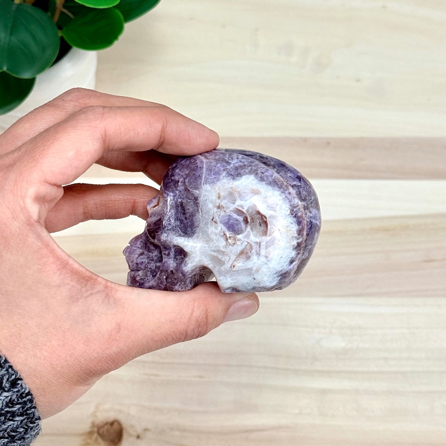 Chevron Amethyst Skull Carving A, 2.95 in. - Itsy's Crystal Cove LLC