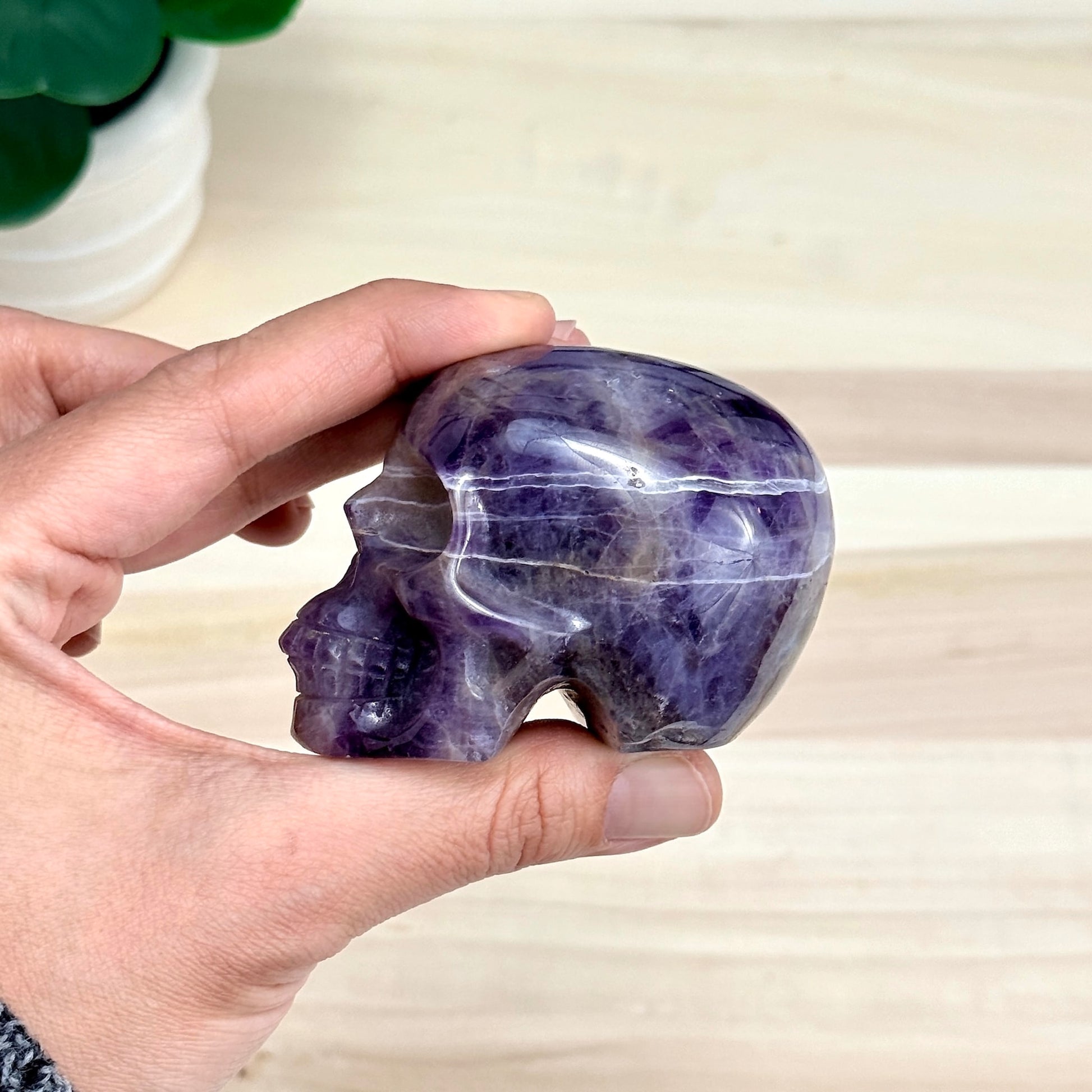 Chevron Amethyst Skull Carving B, 2.96 in. - Itsy's Crystal Cove LLC