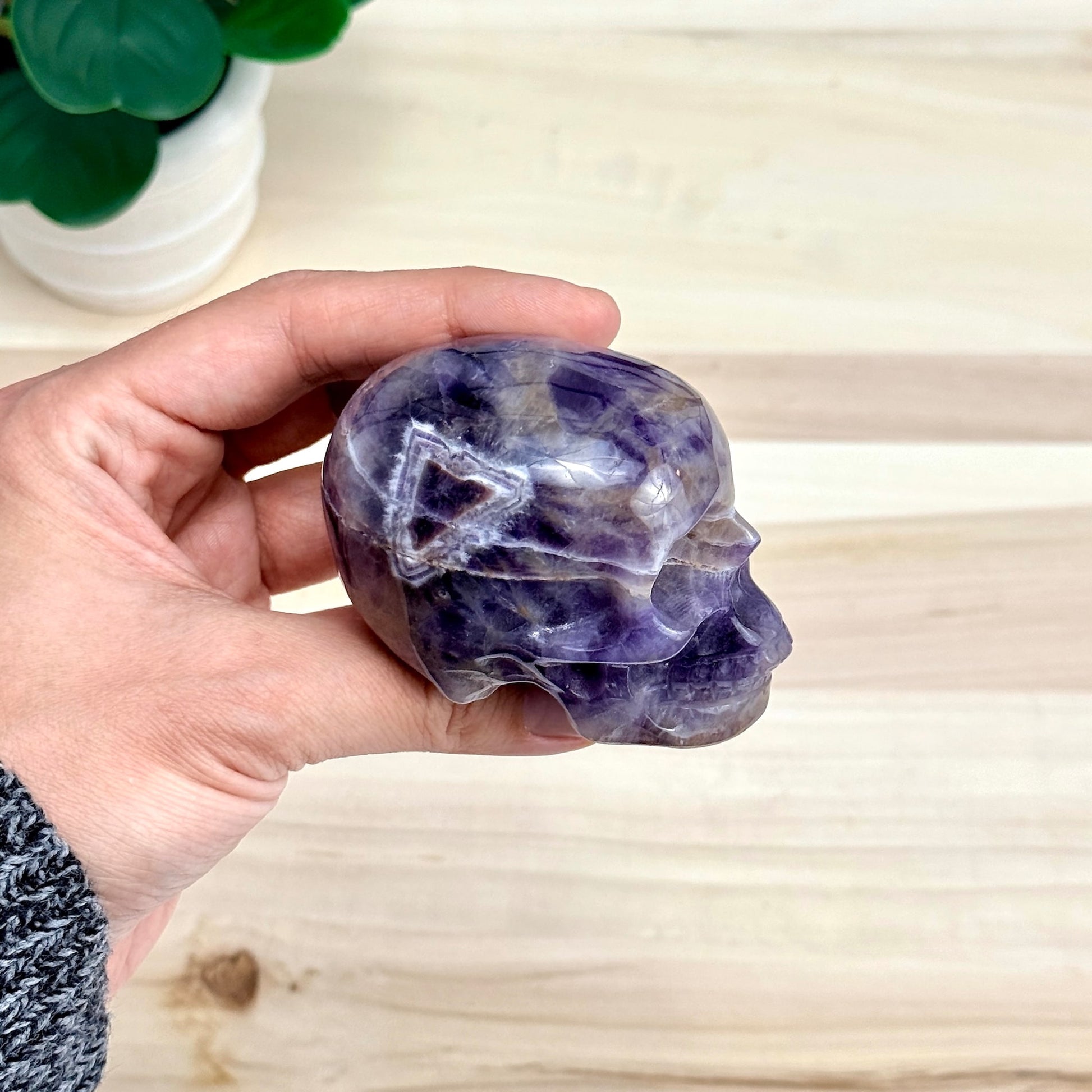 Chevron Amethyst Skull Carving B, 2.96 in. - Itsy's Crystal Cove LLC