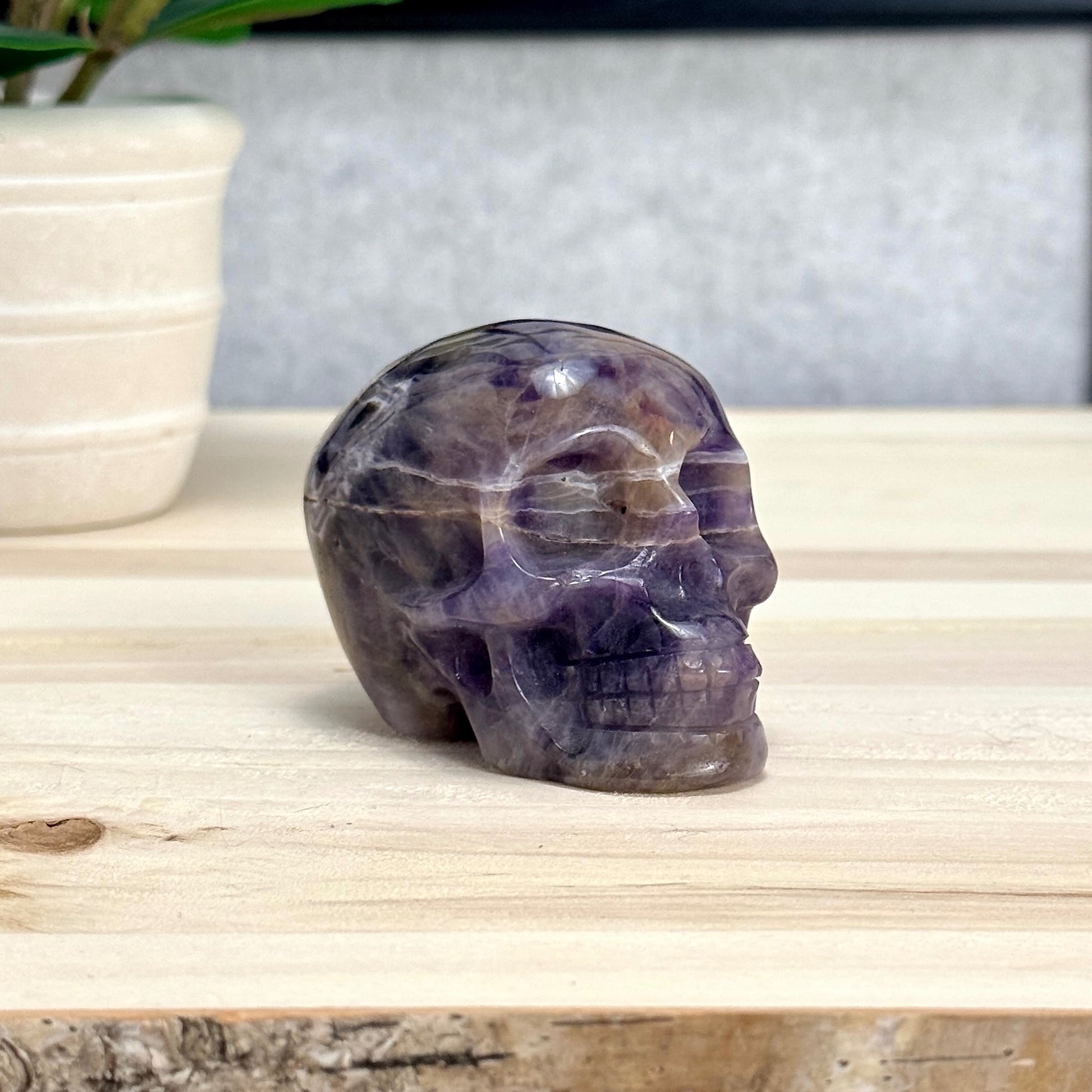 Chevron Amethyst Skull Carving B, 2.96 in. - Itsy's Crystal Cove LLC
