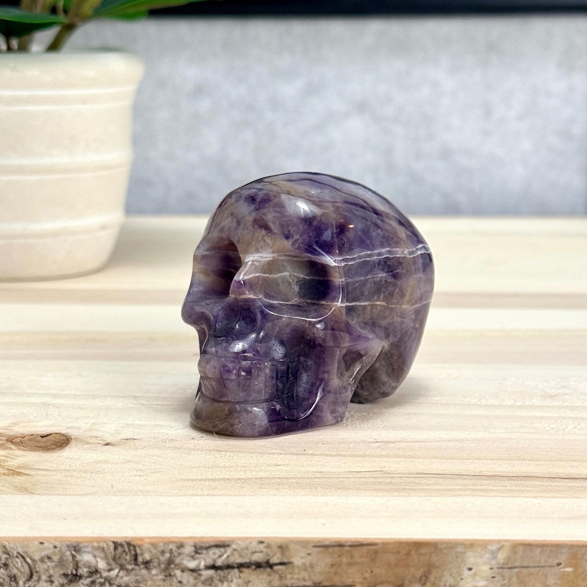 Chevron Amethyst Skull Carving B, 2.96 in. - Itsy's Crystal Cove LLC