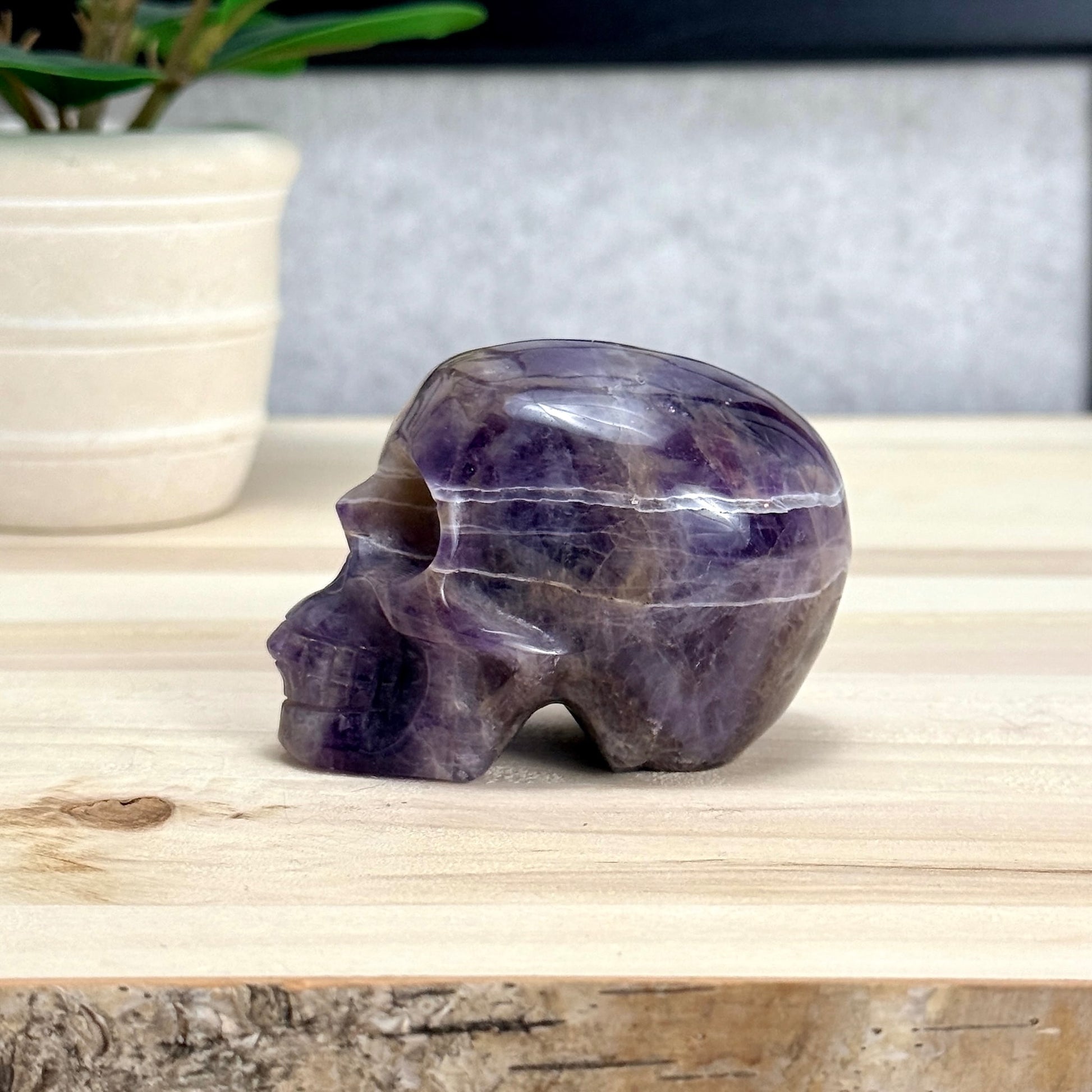 Chevron Amethyst Skull Carving B, 2.96 in. - Itsy's Crystal Cove LLC