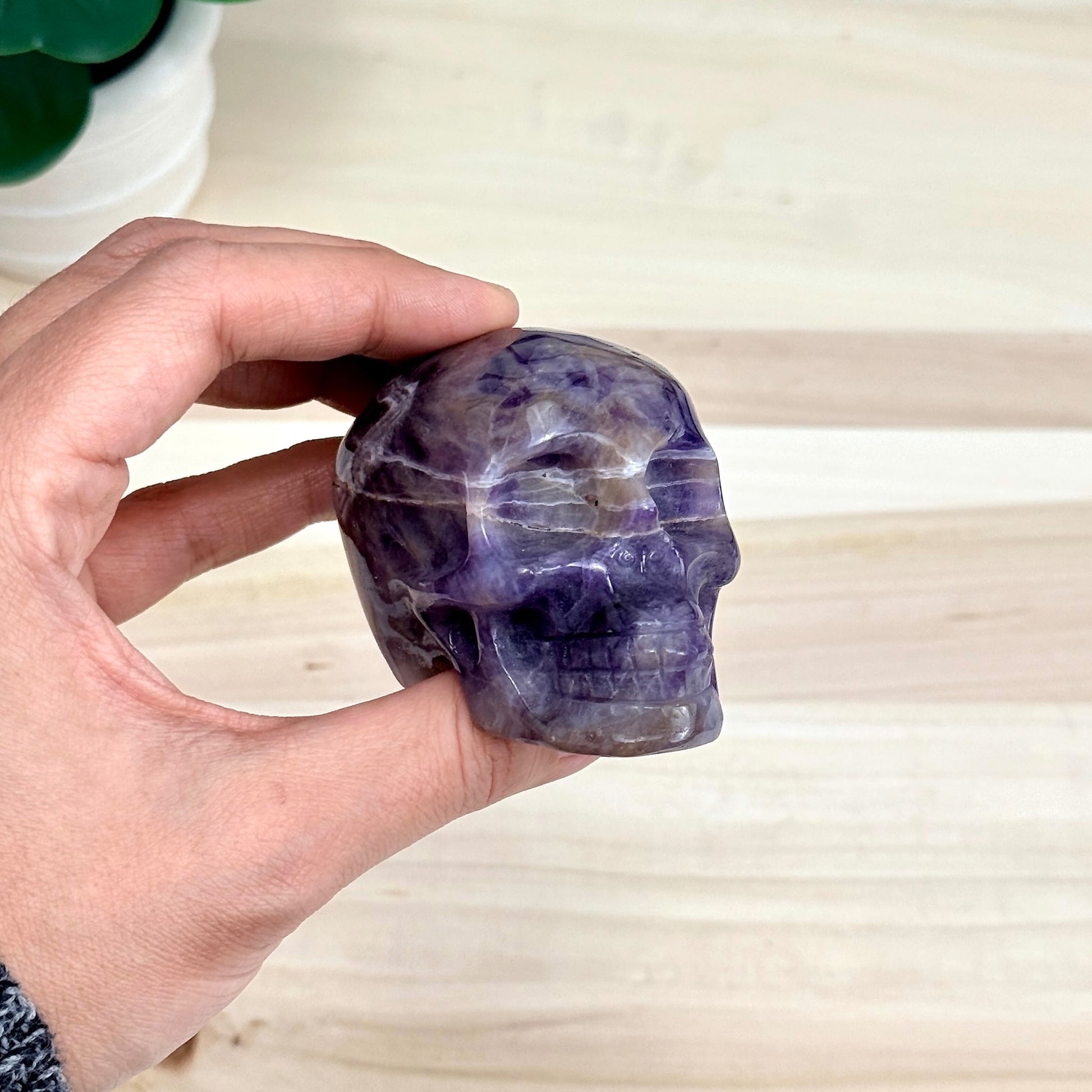 Chevron Amethyst Skull Carving B, 2.96 in. - Itsy's Crystal Cove LLC