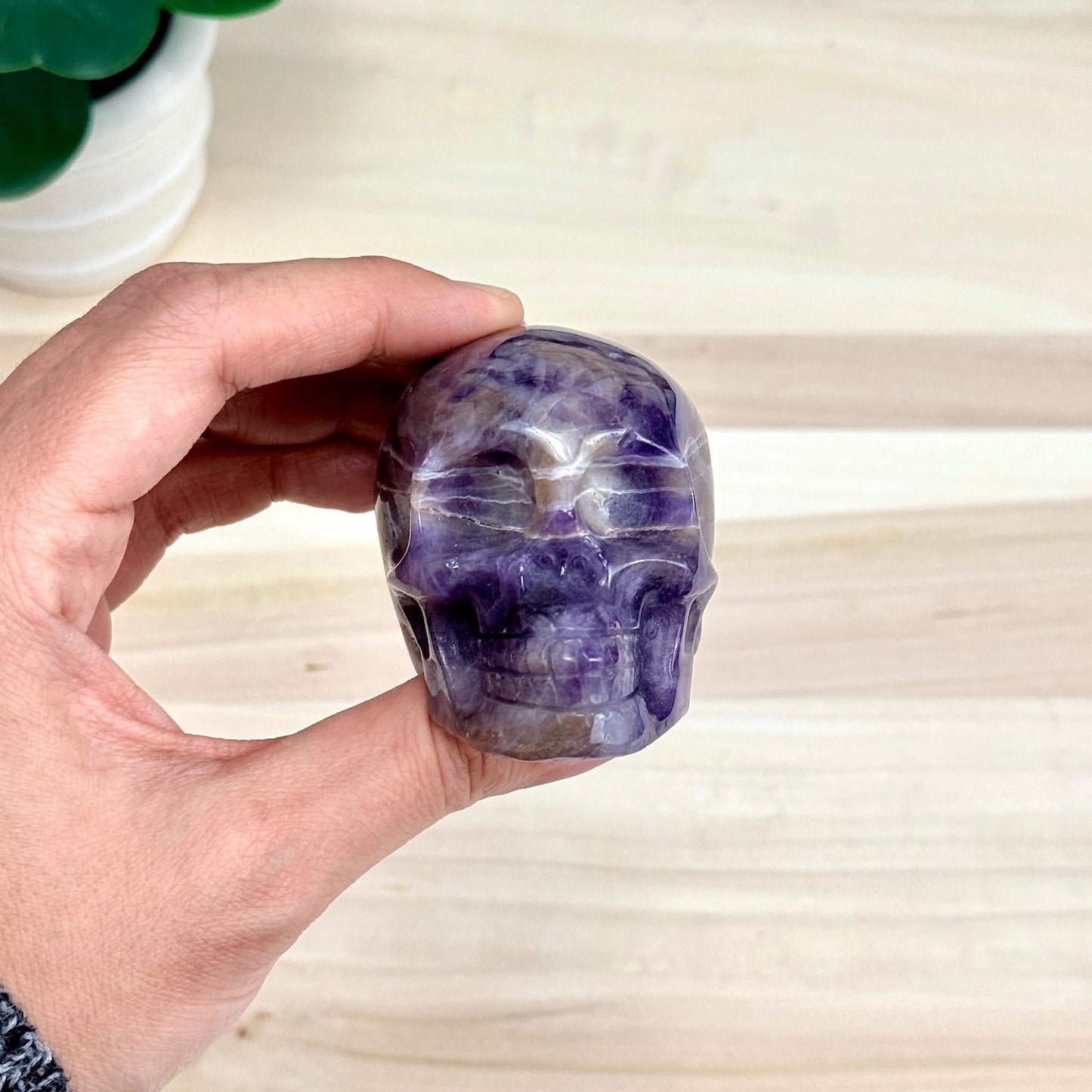 Chevron Amethyst Skull Carving B, 2.96 in. - Itsy's Crystal Cove LLC