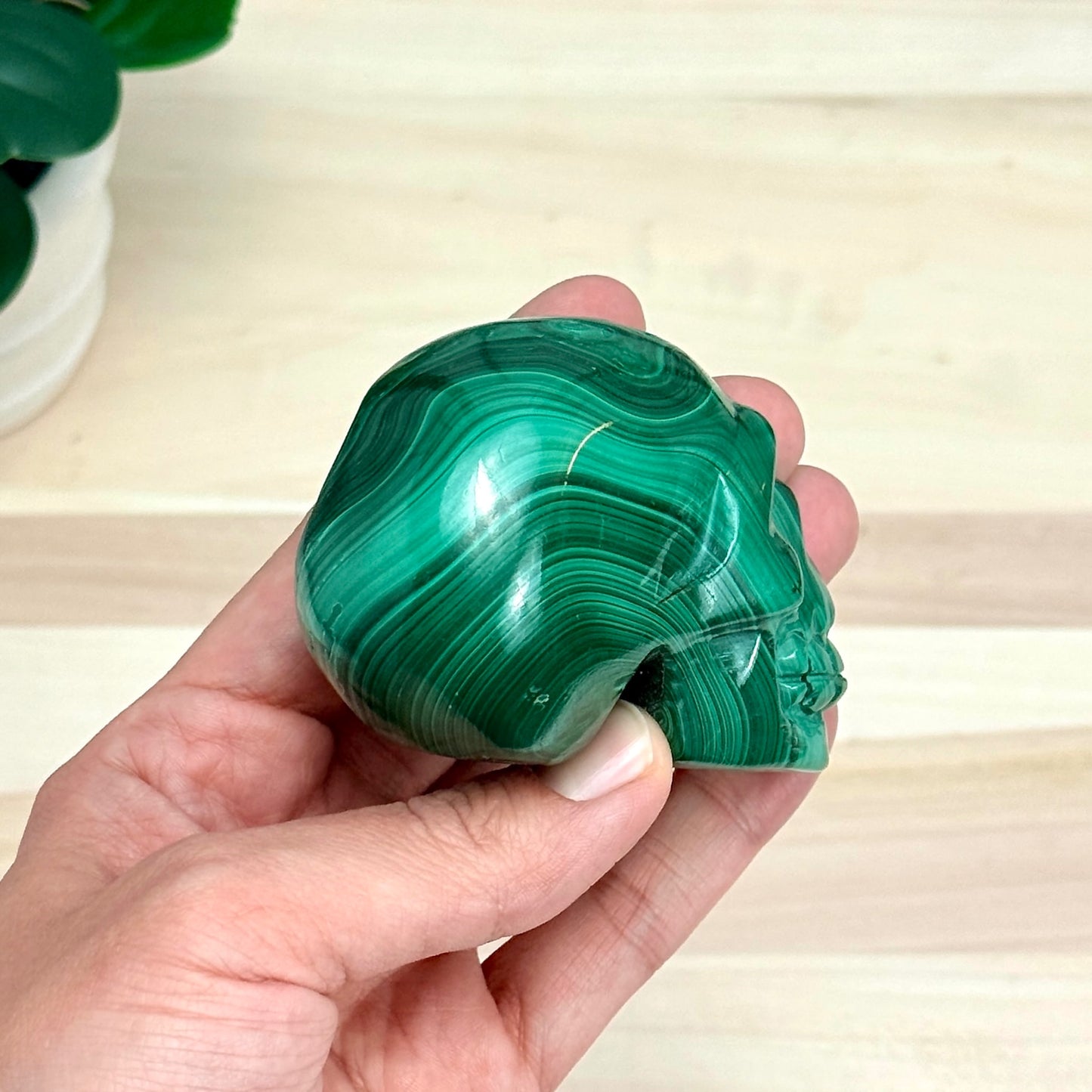 Malachite Skull Carving, 3.17 in. - Itsy's Crystal Cove LLC