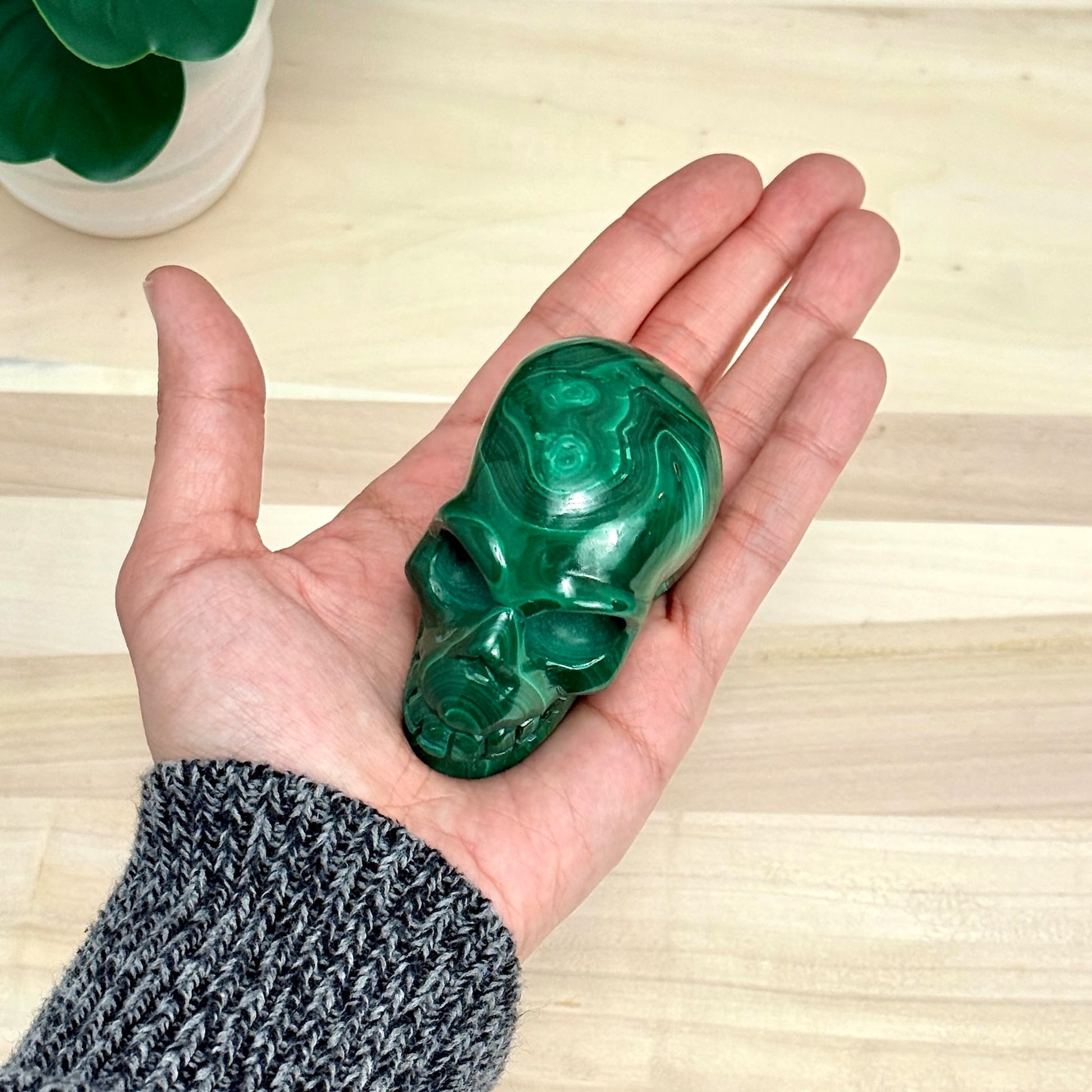 Malachite Skull Carving, 3.17 in. - Itsy's Crystal Cove LLC