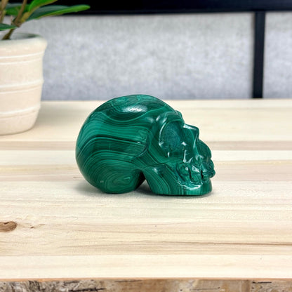 Malachite Skull Carving, 3.17 in. - Itsy's Crystal Cove LLC