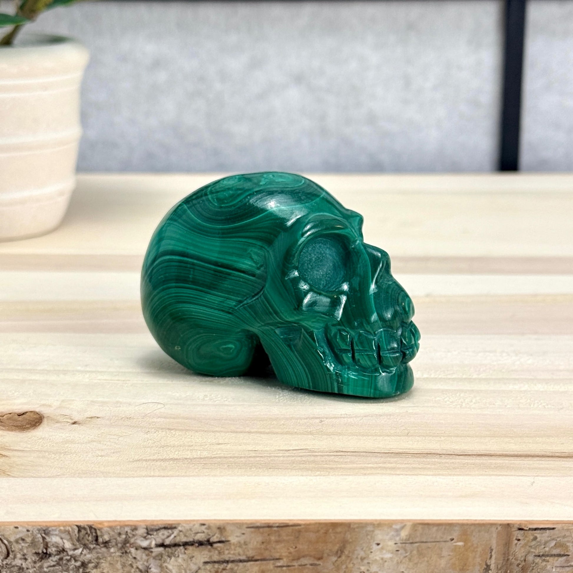 Malachite Skull Carving, 3.17 in. - Itsy's Crystal Cove LLC