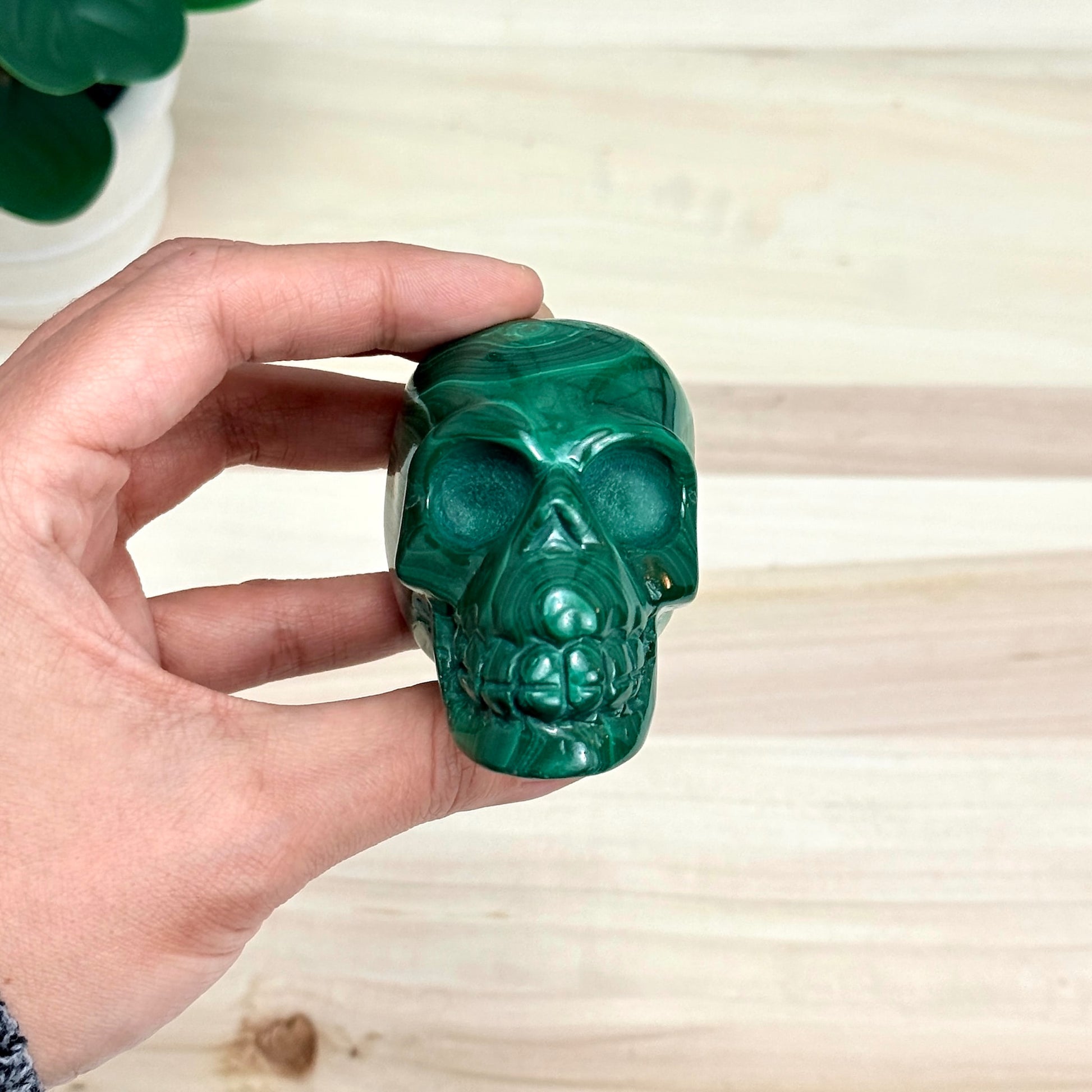 Malachite Skull Carving, 3.17 in. - Itsy's Crystal Cove LLC