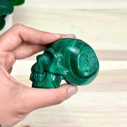 Malachite Skull Carving, 3.17 in. - Itsy's Crystal Cove LLC