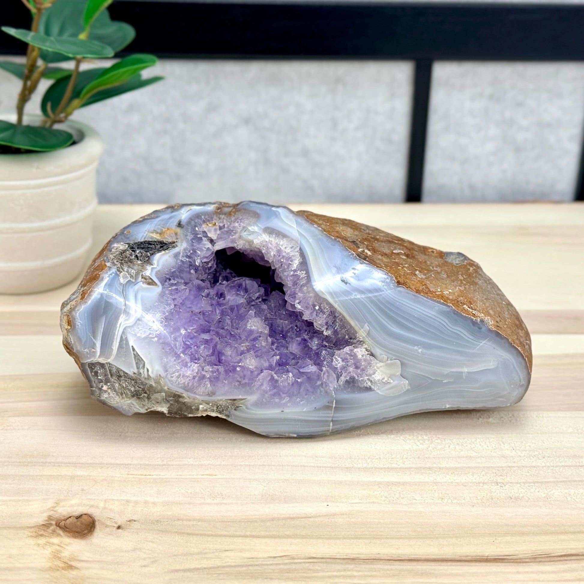Amethyst in Agate Geode, 5 lbs. - Itsy's Crystal Cove LLC