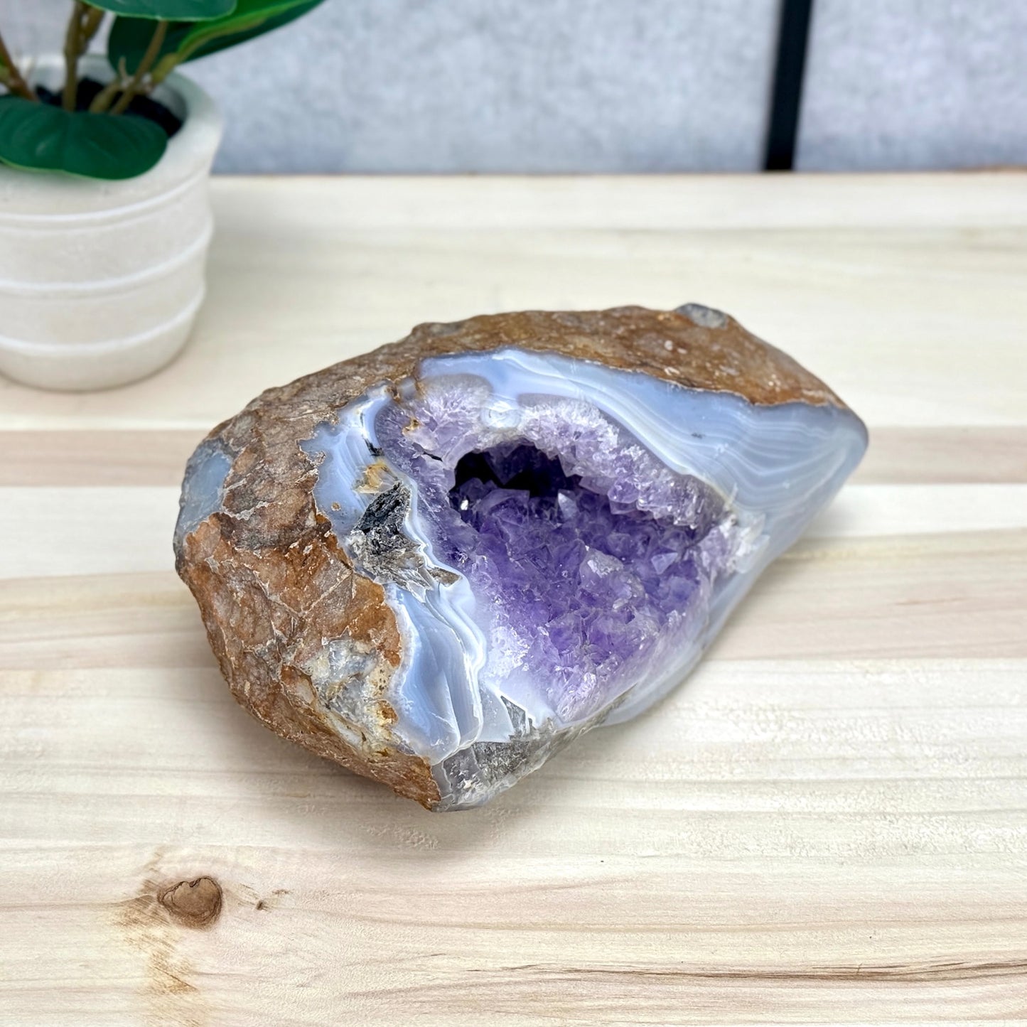 Amethyst in Agate Geode, 5 lbs. - Itsy's Crystal Cove LLC
