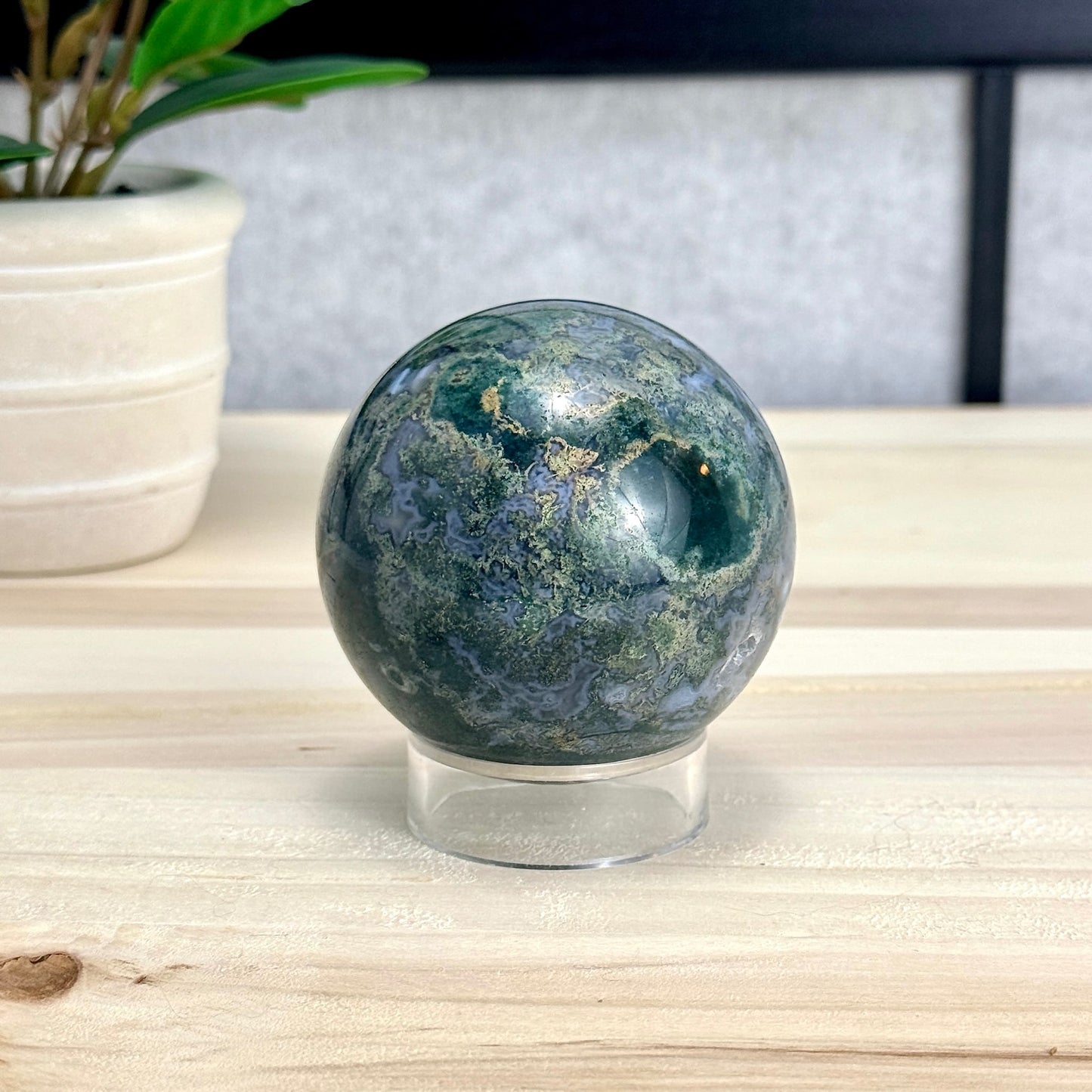 Moss Agate Sphere, 15.4 oz. - Itsy's Crystal Cove LLC