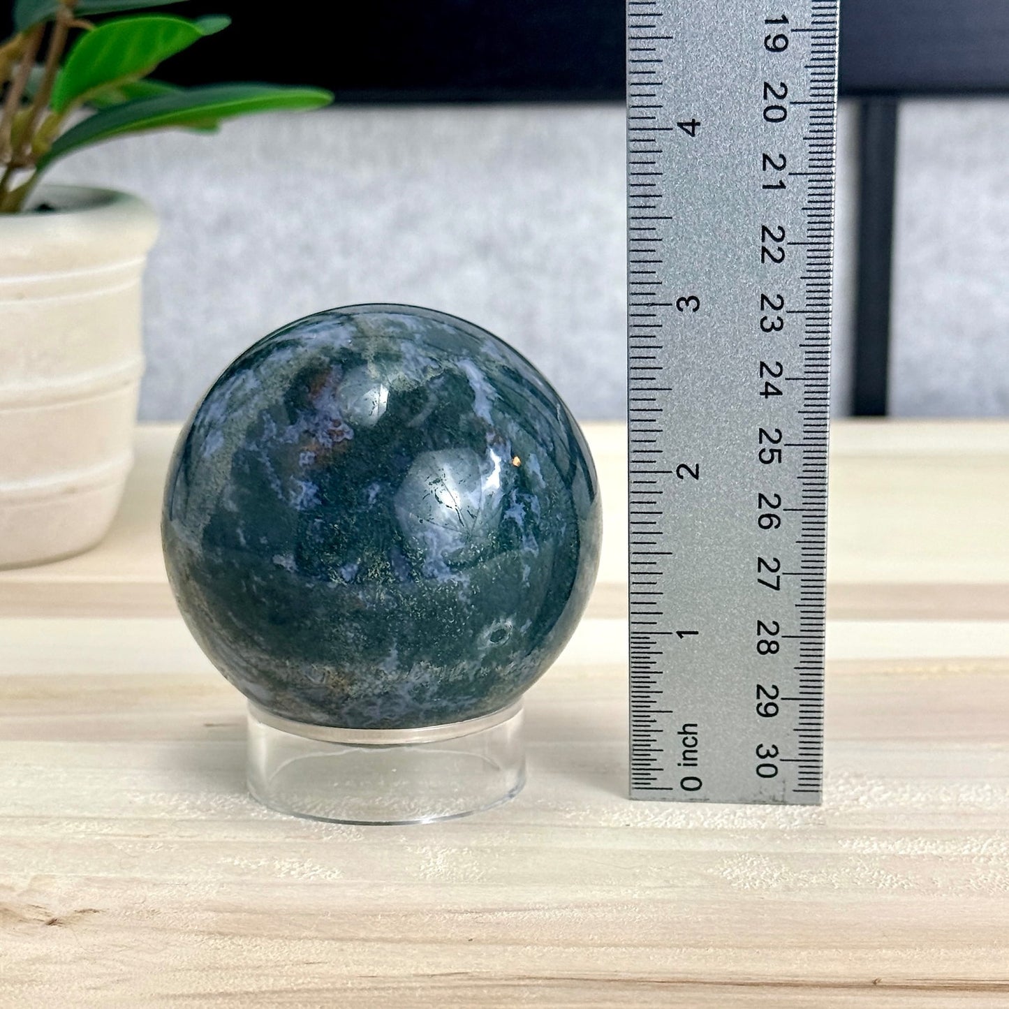 Moss Agate Sphere, 15.4 oz. - Itsy's Crystal Cove LLC