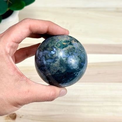 Moss Agate Sphere, 15.4 oz. - Itsy's Crystal Cove LLC